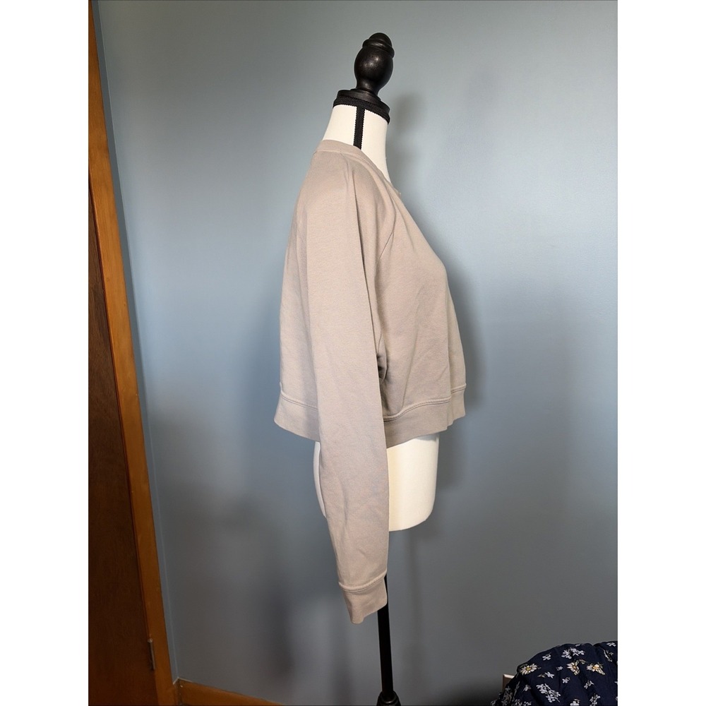 Nike Dri-FIT Cropped Swoosh Logo Sweatshirt Light Gray Womens M - Picture 4 of 10